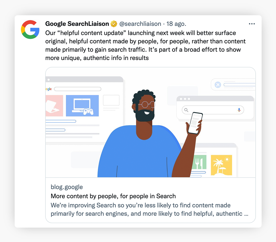 Google Helpful Content Update Screenshot
